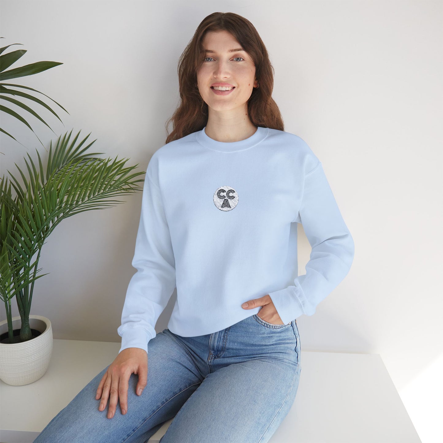 2 Cs Embroidery Crewneck Sweatshirt