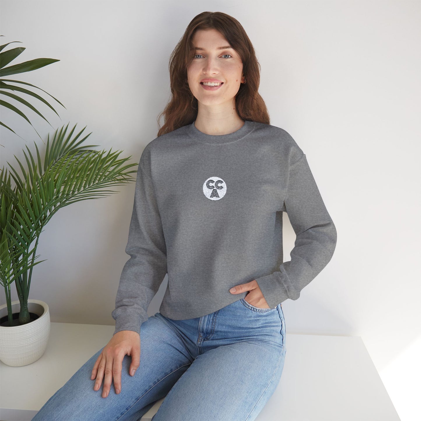 2 Cs Embroidery Crewneck Sweatshirt