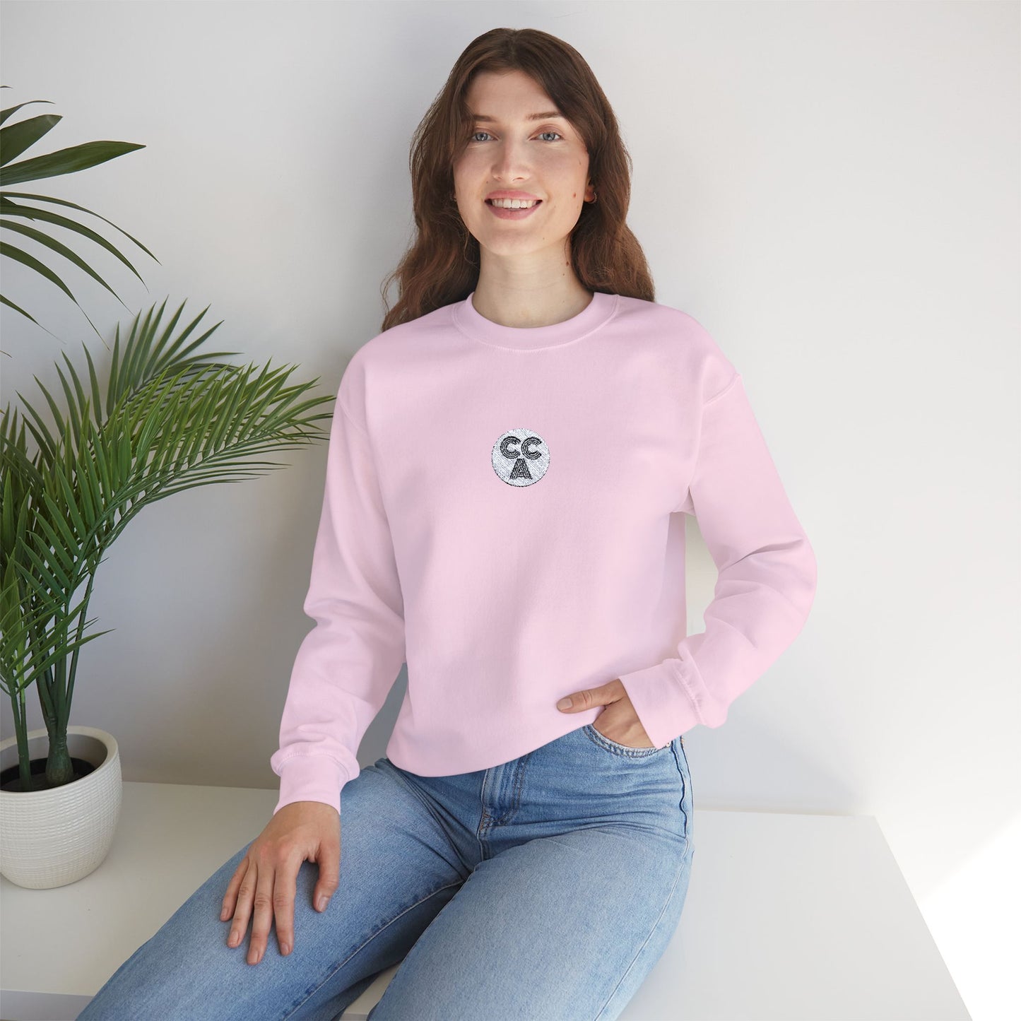 2 Cs Embroidery Crewneck Sweatshirt
