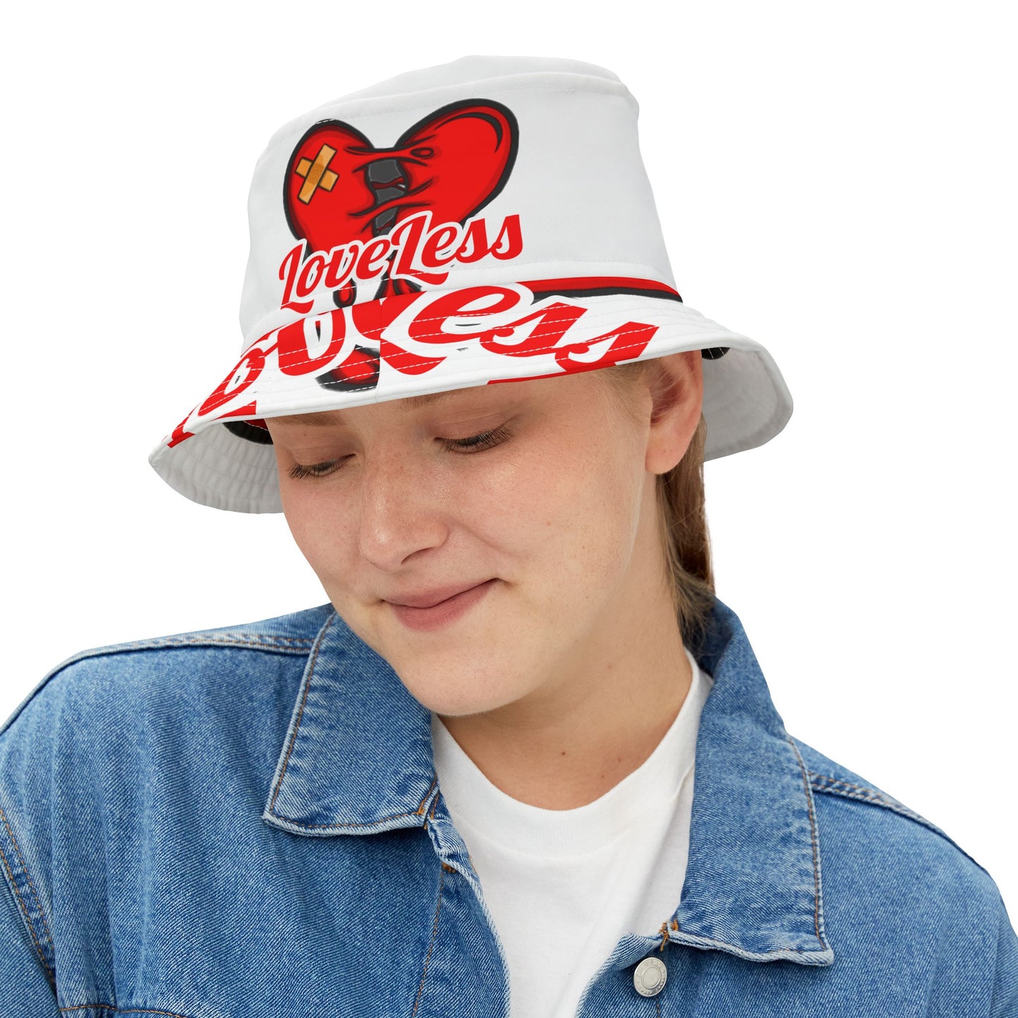 LoveLess Bucket Hat white (AOP)