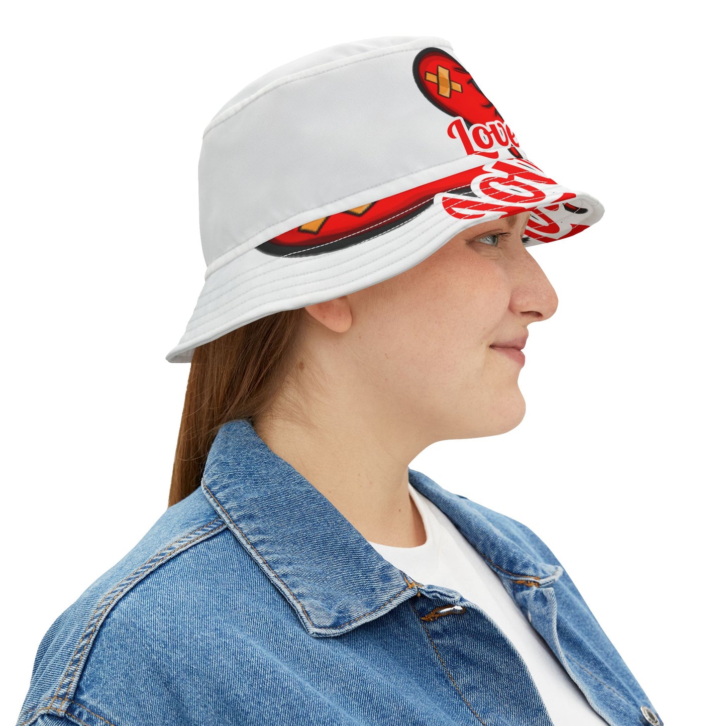 LoveLess Bucket Hat white (AOP)