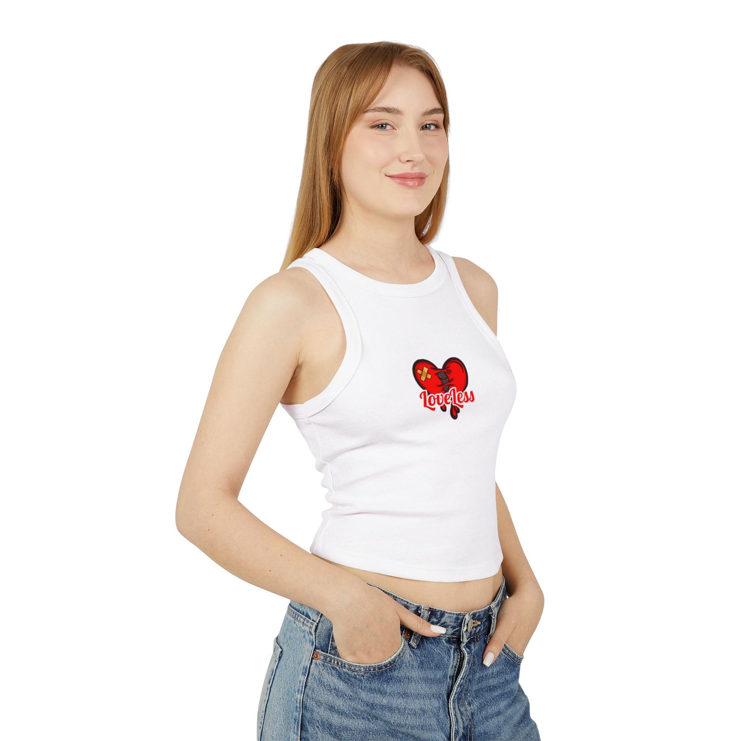 LoveLess Women's Micro Rib Racer Tank Top